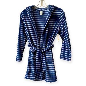 Navy Striped Kids Pajama Robe